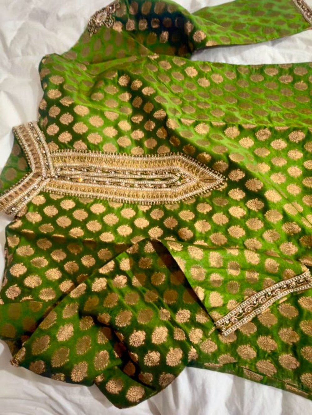 Men’s Grand Designer Sherwani Kurta pyjama Dupatta and shoe size XL - Picture 13 of 16